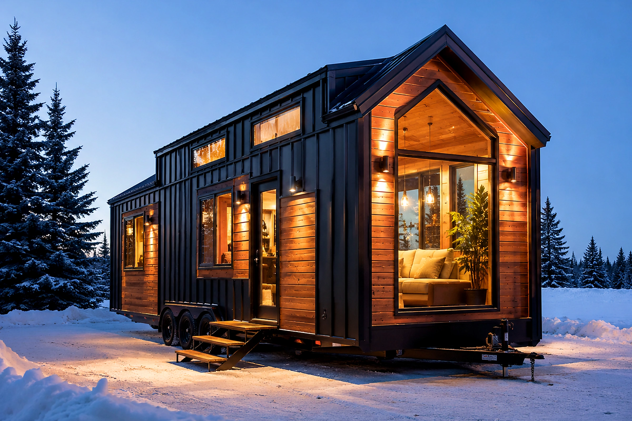 High-definition tiny home on wheels ready for transport