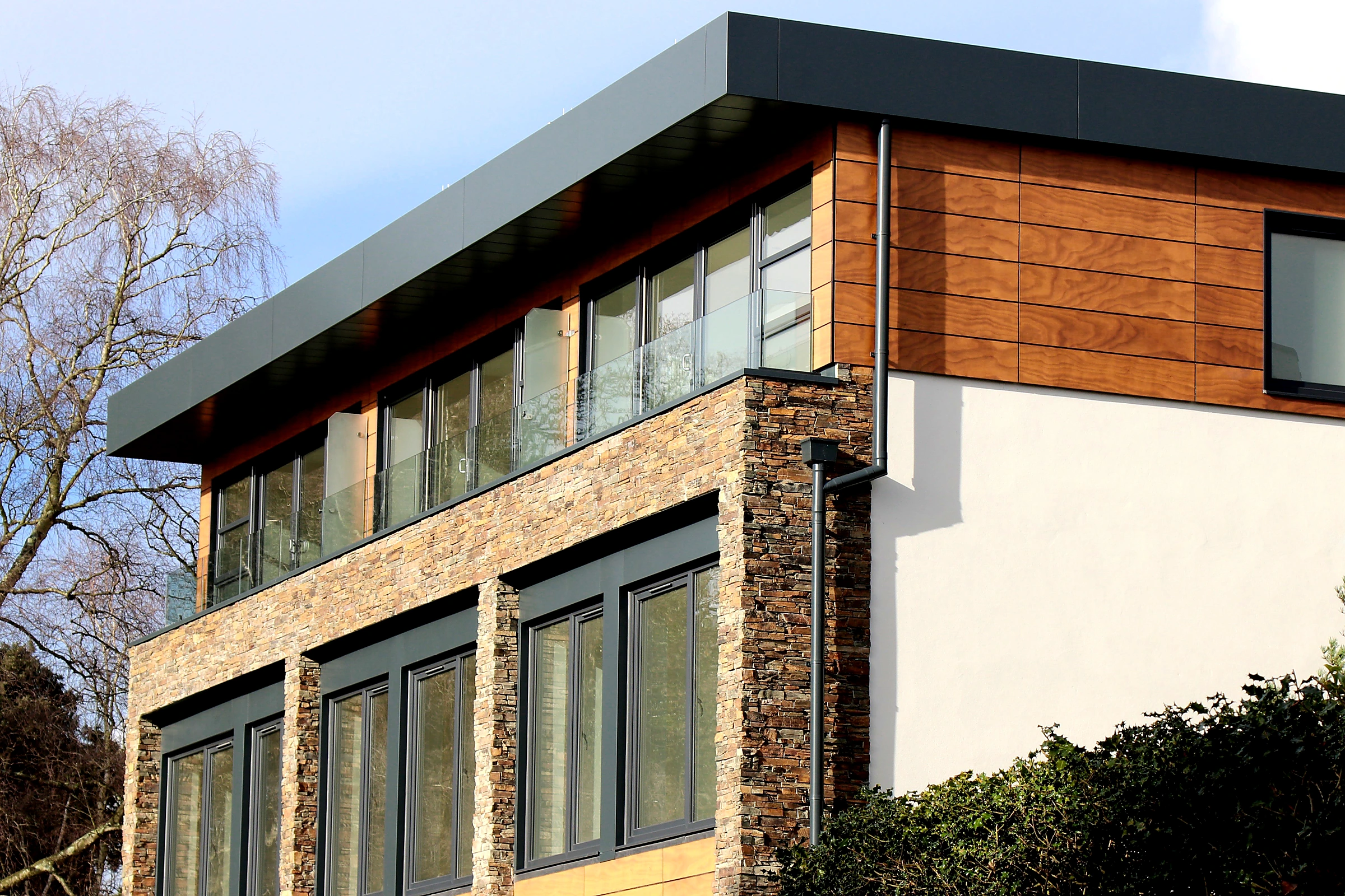 High-definition contemporary stone and wood home
